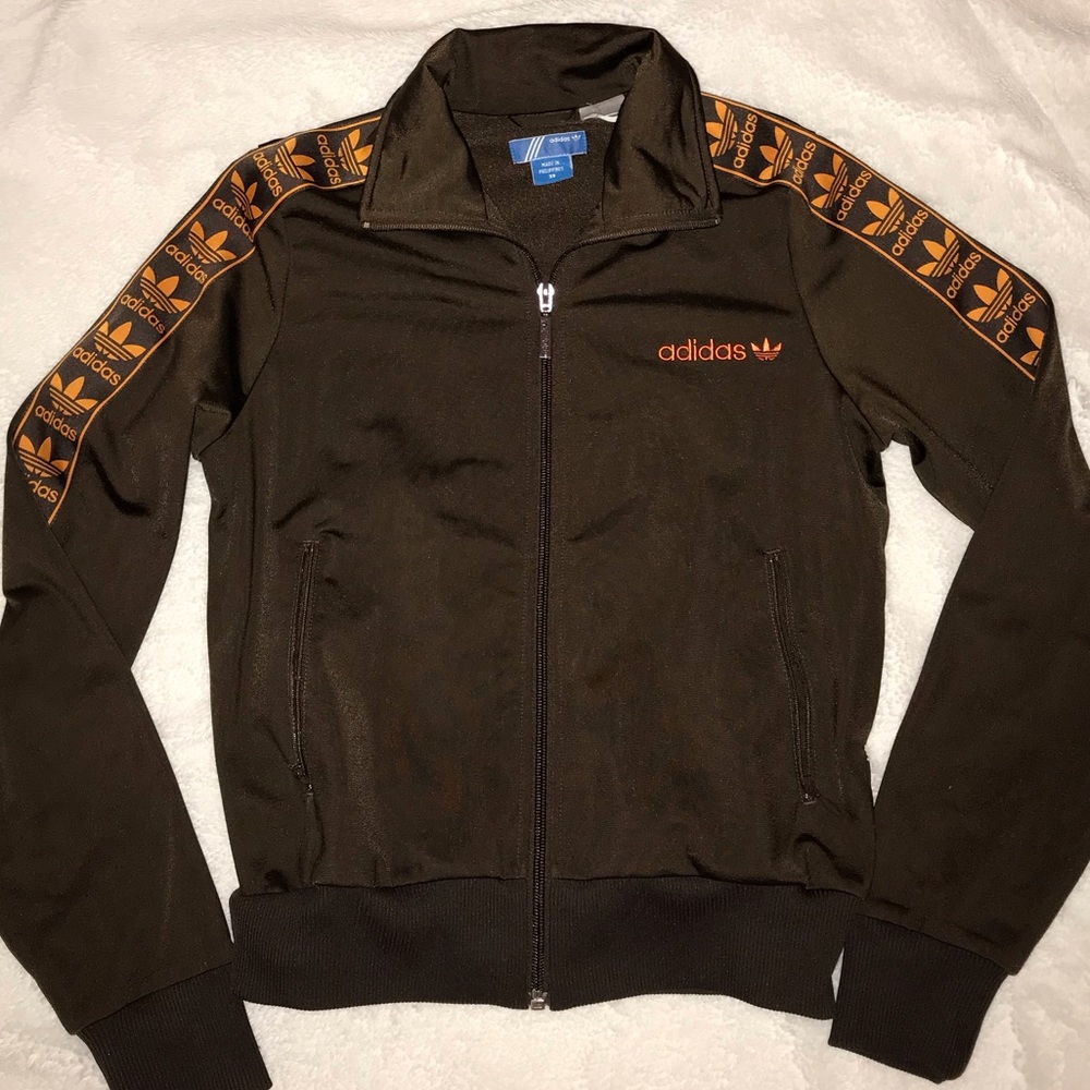 80s Vintage Adidas Brown and Orange Track Jacket